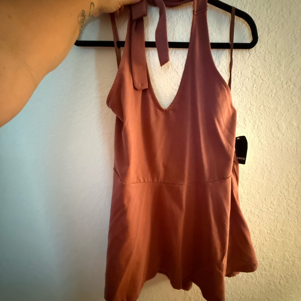 torrid mauve pink tie-shoulder romper